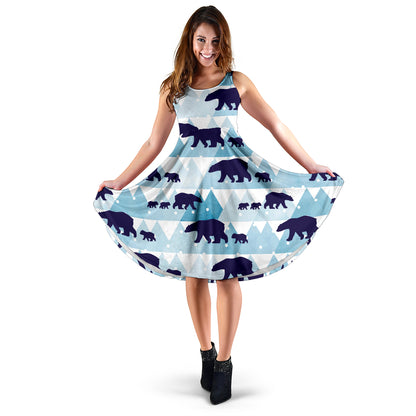 Bear Pattern Print Design BE01 Midi Dress