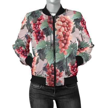 Grape Pattern Print Design GP01 Women Bomber Jacket