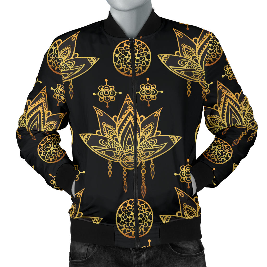 lotus Boho Pattern Print Design LO03 Men Bomber Jacket