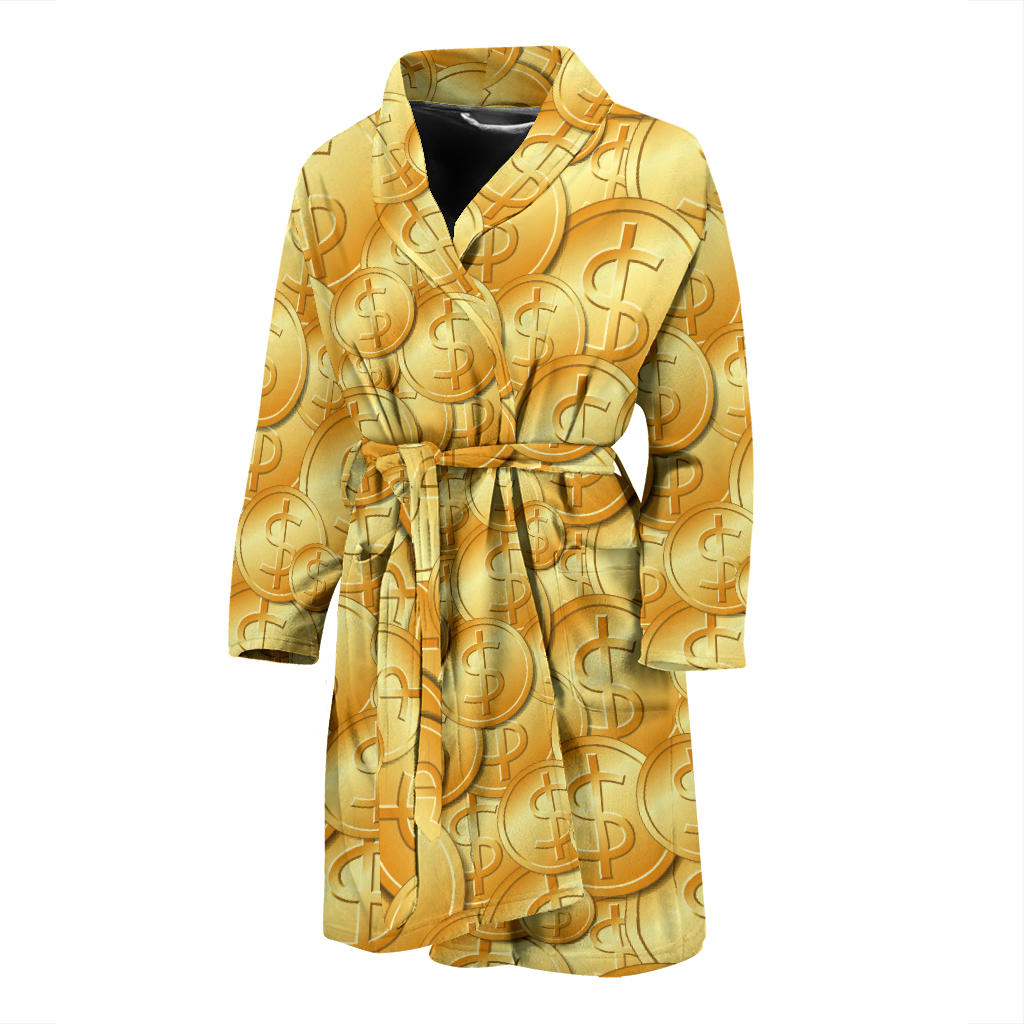 Dollar Pattern Print Design DO03 Men Bathrobe