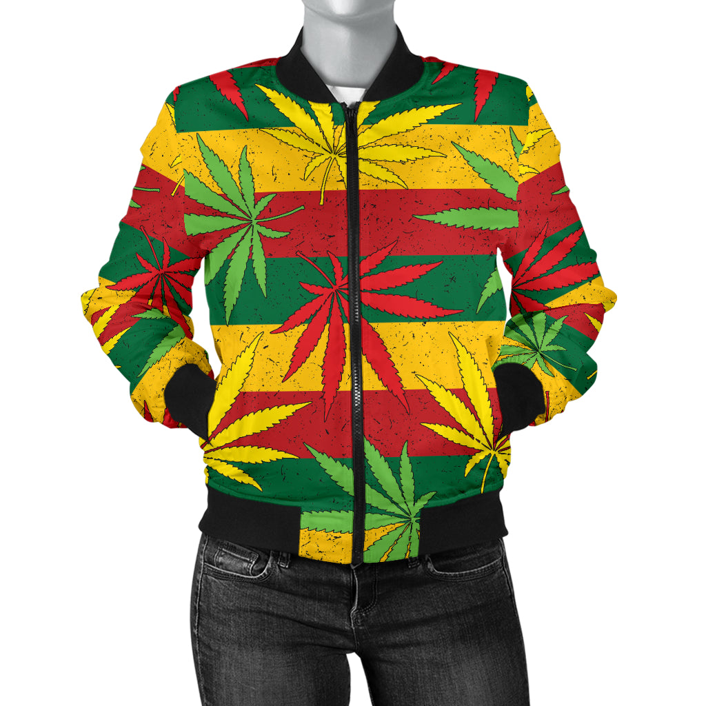 Rasta Pattern Print Design A03 Women's Bomber Jacket