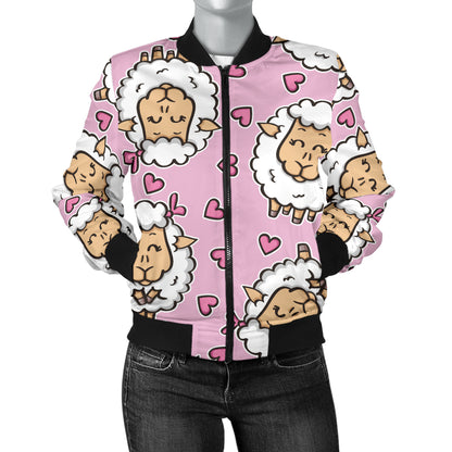 Sheep Cute Pattern Print Design 01 Women's Bomber Jacket
