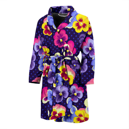 Pansy Pattern Print Design PS04 Men Bathrobe