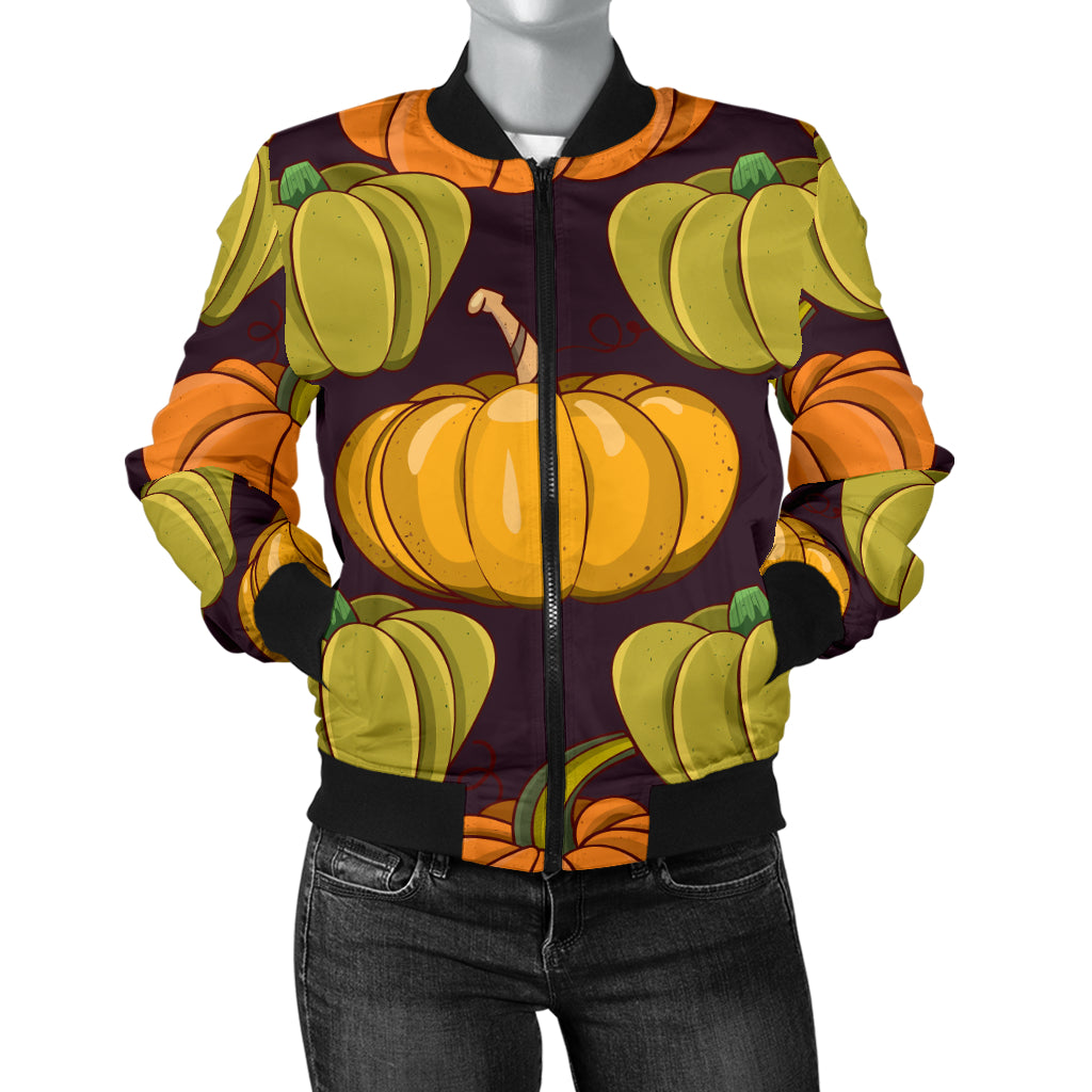 Pumpkin Pattern Print Design A01 Women's Bomber Jacket