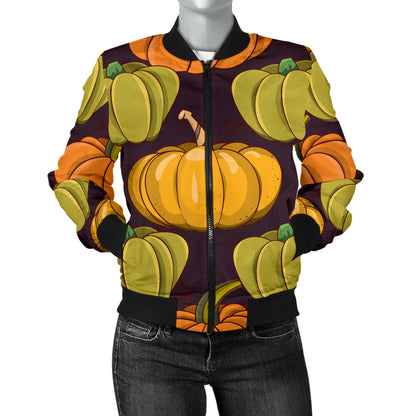 Pumpkin Pattern Print Design A01 Women's Bomber Jacket