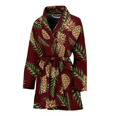 Pineapple Pattern Print Design PP013 Women Bathrobe