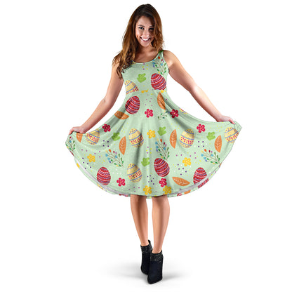 Easter Eggs Pattern Print Design RB07 Midi Dress
