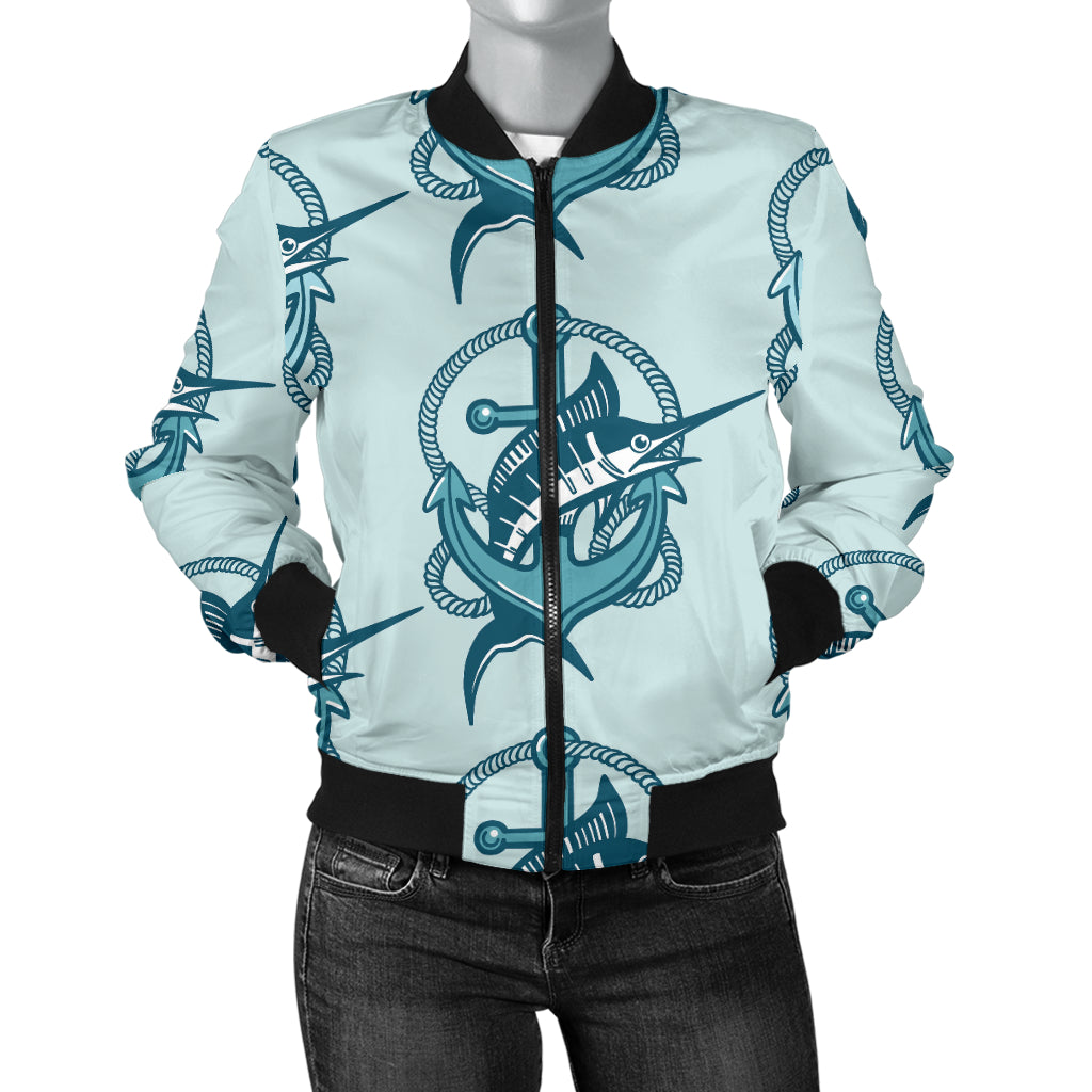 Swordfish Pattern Print Design 03 Women's Bomber Jacket