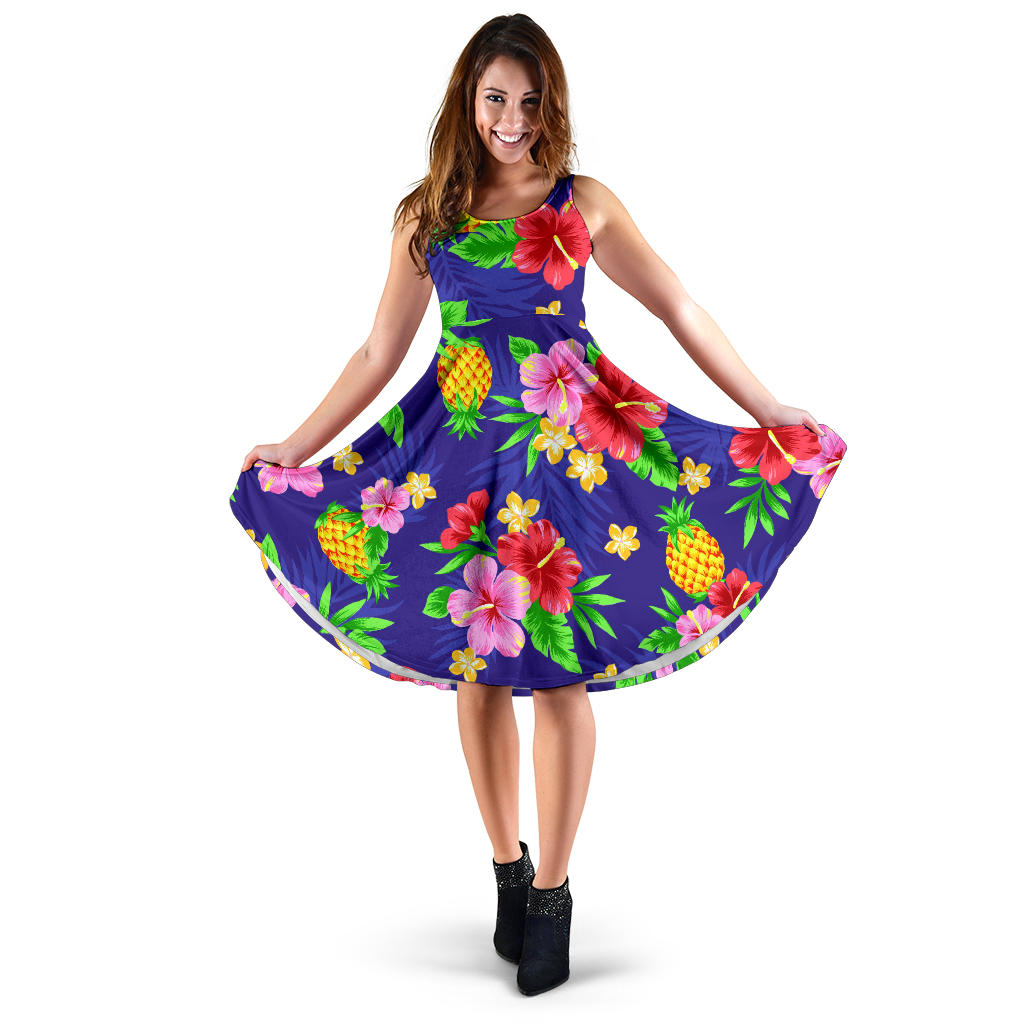 Hawaiian Themed Pattern Print Design H05 Midi Dress