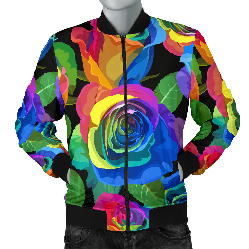 Rose Pattern Print Design RO02 Men Bomber Jacket