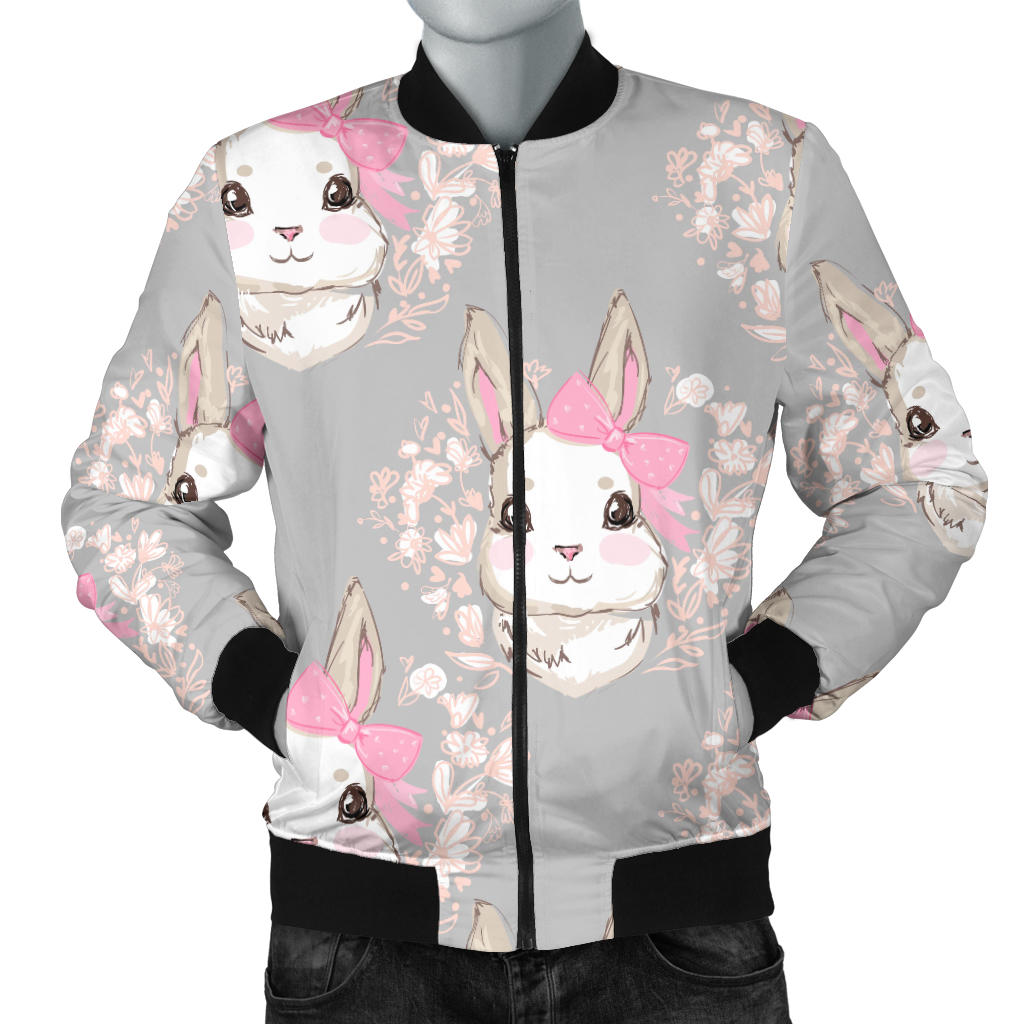 Rabbit Pattern Print Design RB07 Men Bomber Jacket