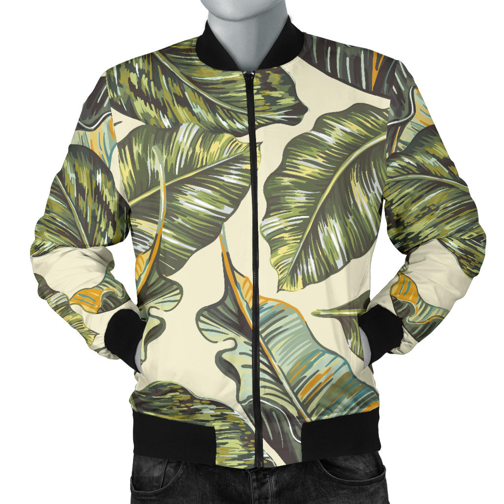 Banana Leaf Pattern Print Design BL08 Men Bomber Jacket