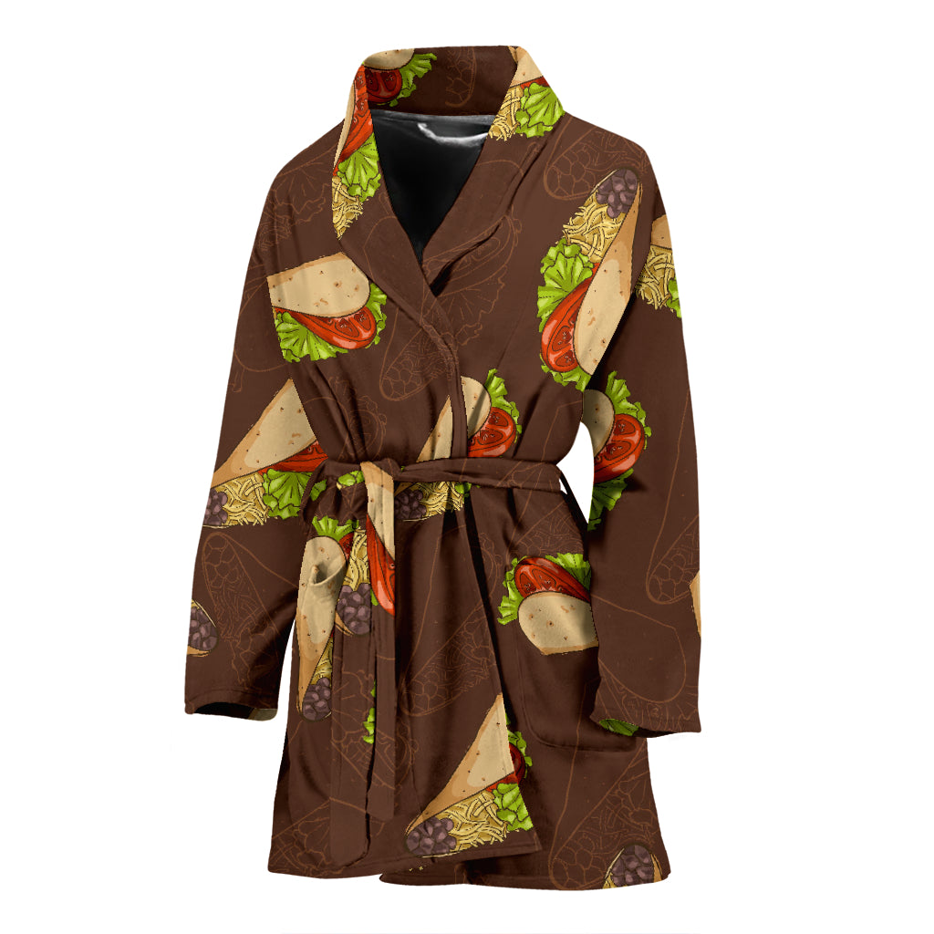 Taco Pattern Print Design TC08 Women Bathrobe