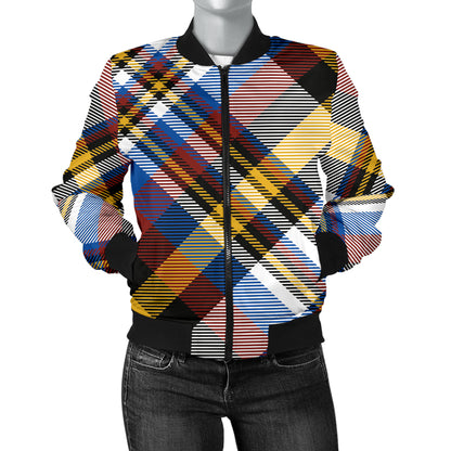Madras Pattern Print Design 01 Women's Bomber Jacket