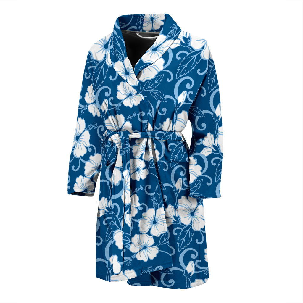 Hibiscus Pattern Print Design HB03 Men Bathrobe