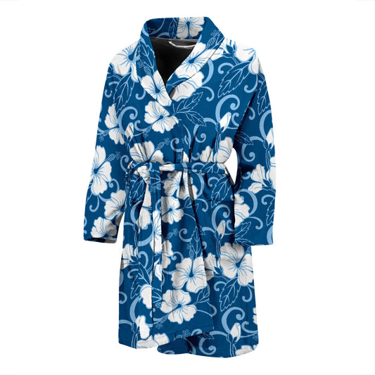 Hibiscus Pattern Print Design HB03 Men Bathrobe