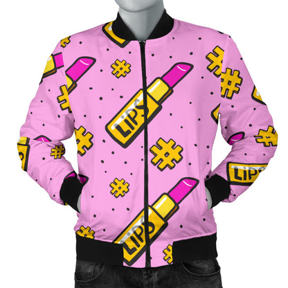 Lipstick Pattern Print Design LT03 Men Bomber Jacket