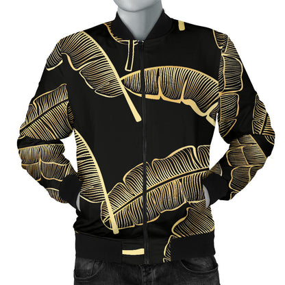 Banana Leaf Pattern Print Design BL07 Men Bomber Jacket