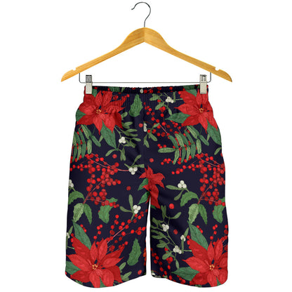 Poinsettia Pattern Print Design POT02 Mens Shorts