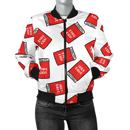 Bible Pattern Print Design 03 Women's Bomber Jacket
