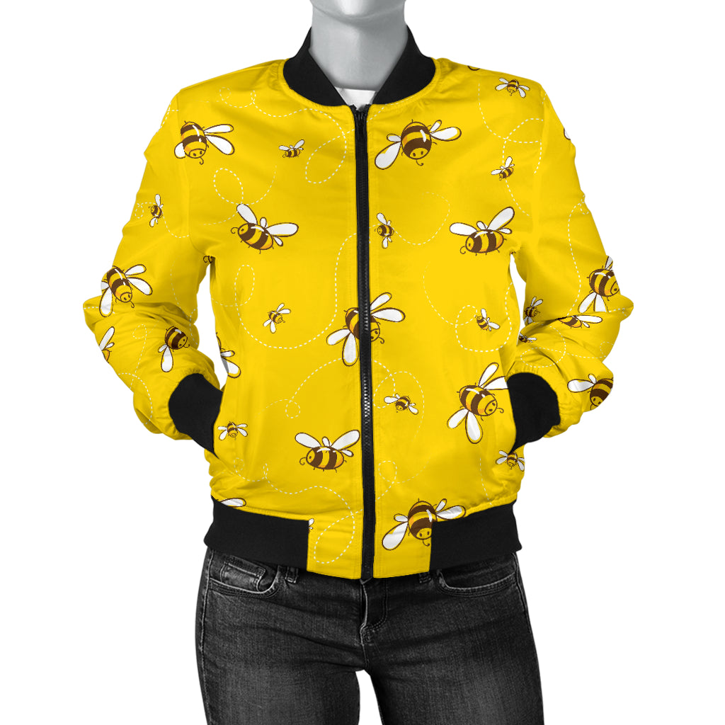 Bee Pattern Print Design 05 Women's Bomber Jacket