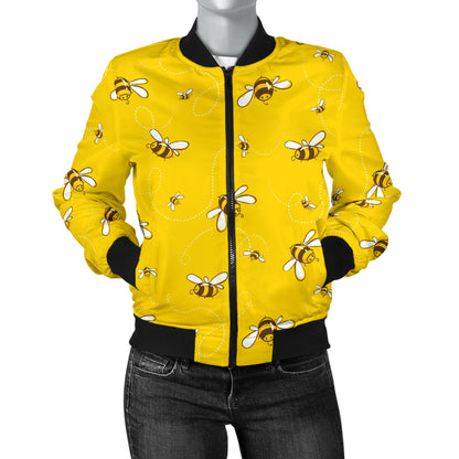 Bee Pattern Print Design 05 Women's Bomber Jacket