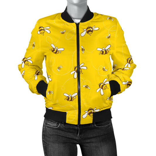Bee Pattern Print Design 05 Women's Bomber Jacket