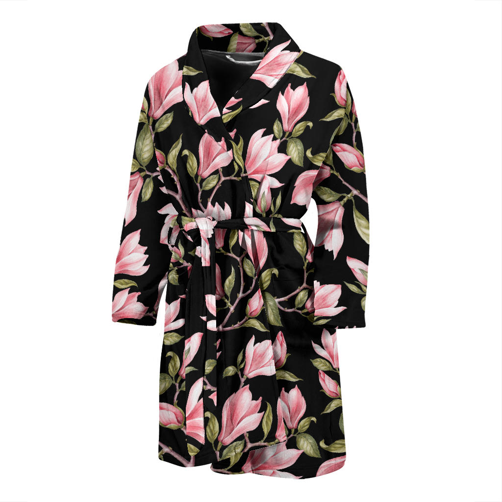 Magnolia Pattern Print Design MAG03 Men Bathrobe