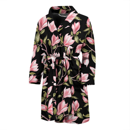 Magnolia Pattern Print Design MAG03 Men Bathrobe