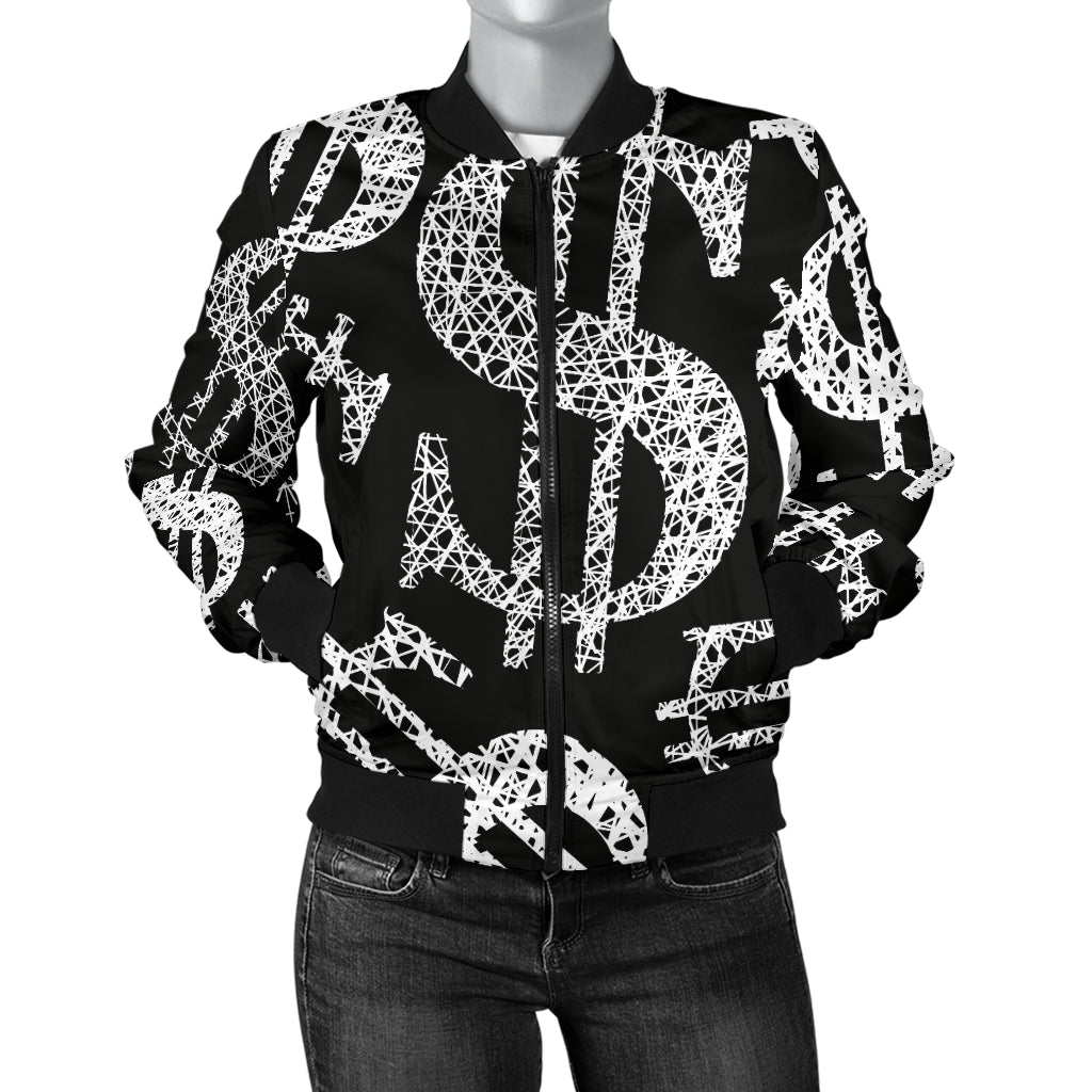 Money Pattern Print Design 02 Women's Bomber Jacket
