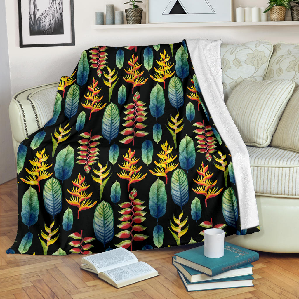 Heliconia Pattern Print Design HL03 Fleece Blanket