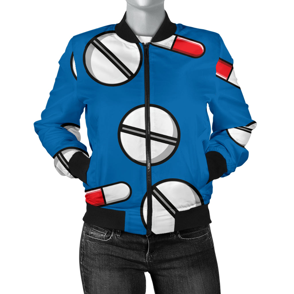 Pill Pattern Print Design A05 Women's Bomber Jacket