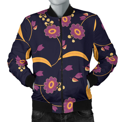 Anemone Pattern Print Design AM012 Men Bomber Jacket