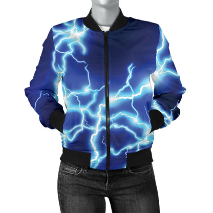 Lightning Thunder Pattern Print Design 04 Women's Bomber Jacket
