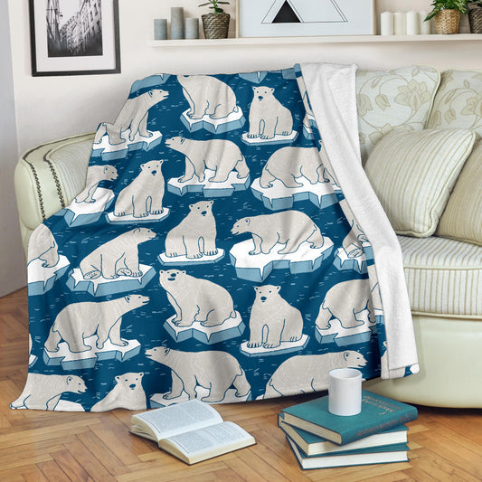 Polar Bear Pattern Print Design PB03 Fleece Blanket