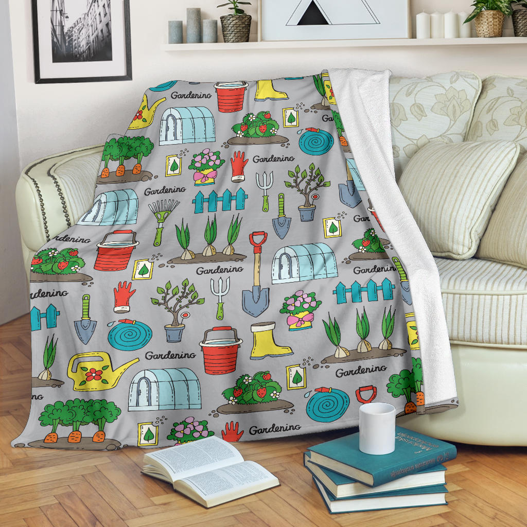 Gardening Pattern Print Design G07 Fleece Blanket