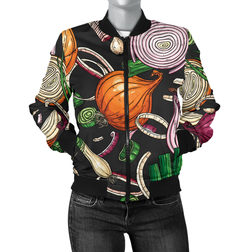 Onion Pattern Print Design A03 Women's Bomber Jacket