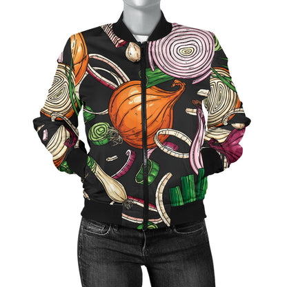 Onion Pattern Print Design A03 Women's Bomber Jacket