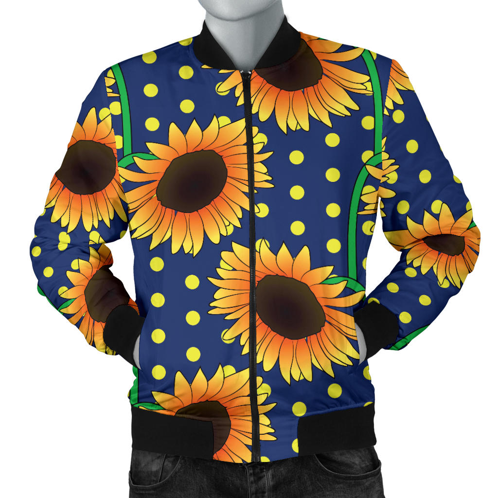 Sunflower Pattern Print Design SF03 Men Bomber Jacket