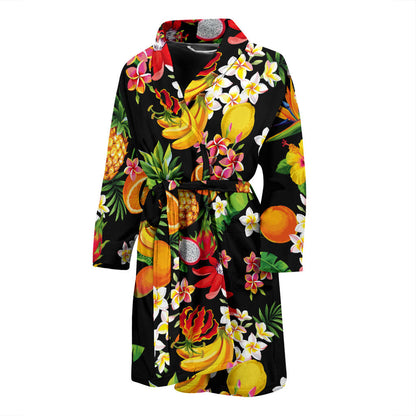 Tropical Fruits Pattern Print Design TF02 Men Bathrobe