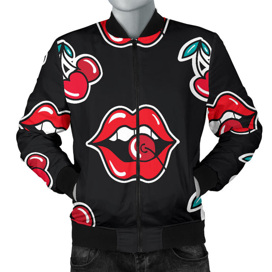 Cherry Pattern Print Design CH04 Men Bomber Jacket