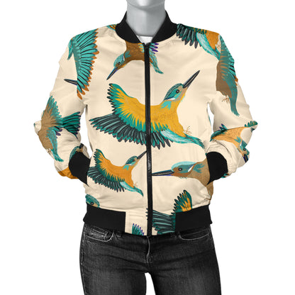 Kingfisher Pattern Print Design 02 Women's Bomber Jacket