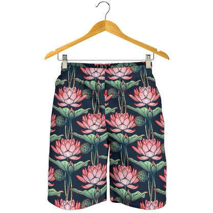 Water Lily Pattern Print Design WL03 Mens Shorts