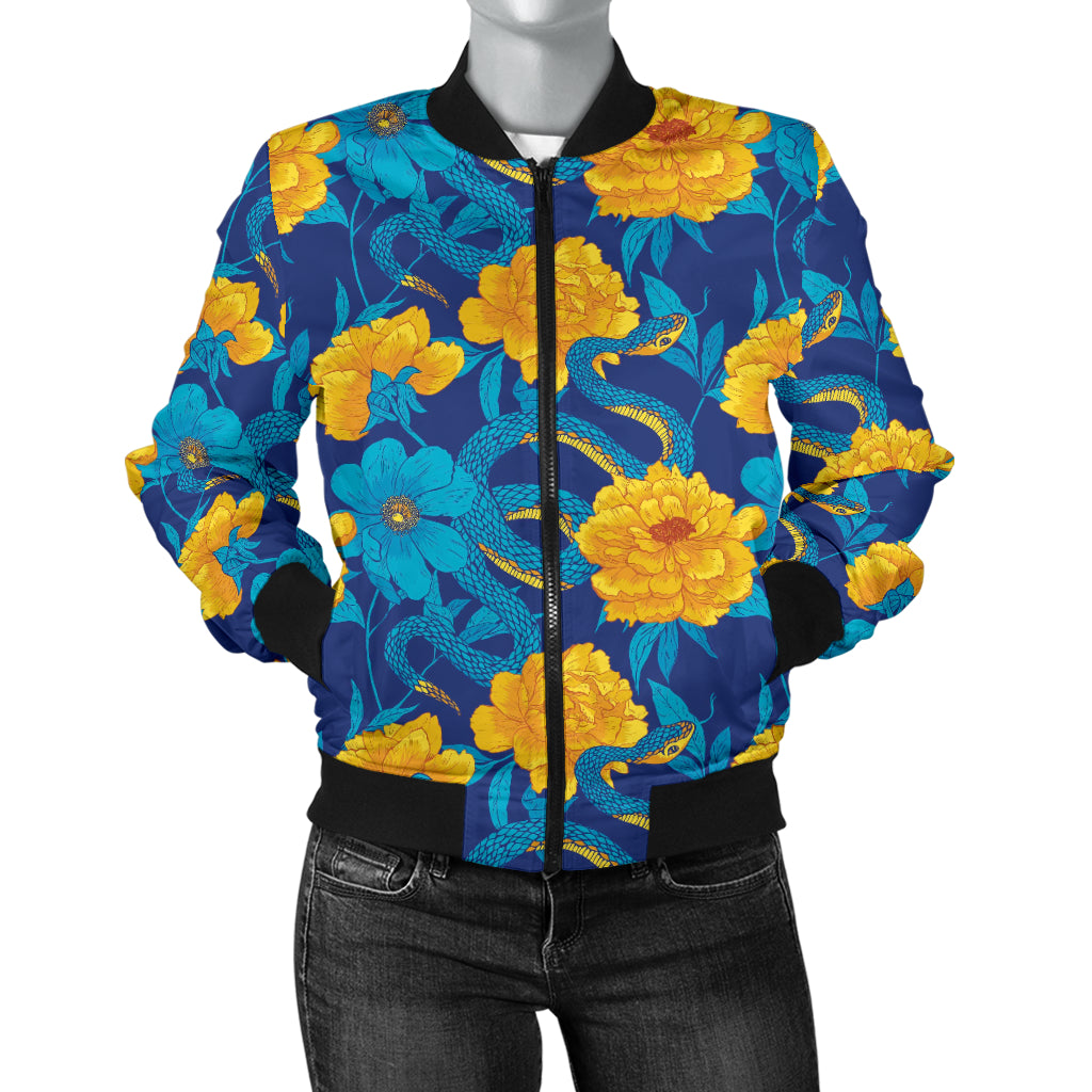 Boa Pattern Print Design 01 Women's Bomber Jacket