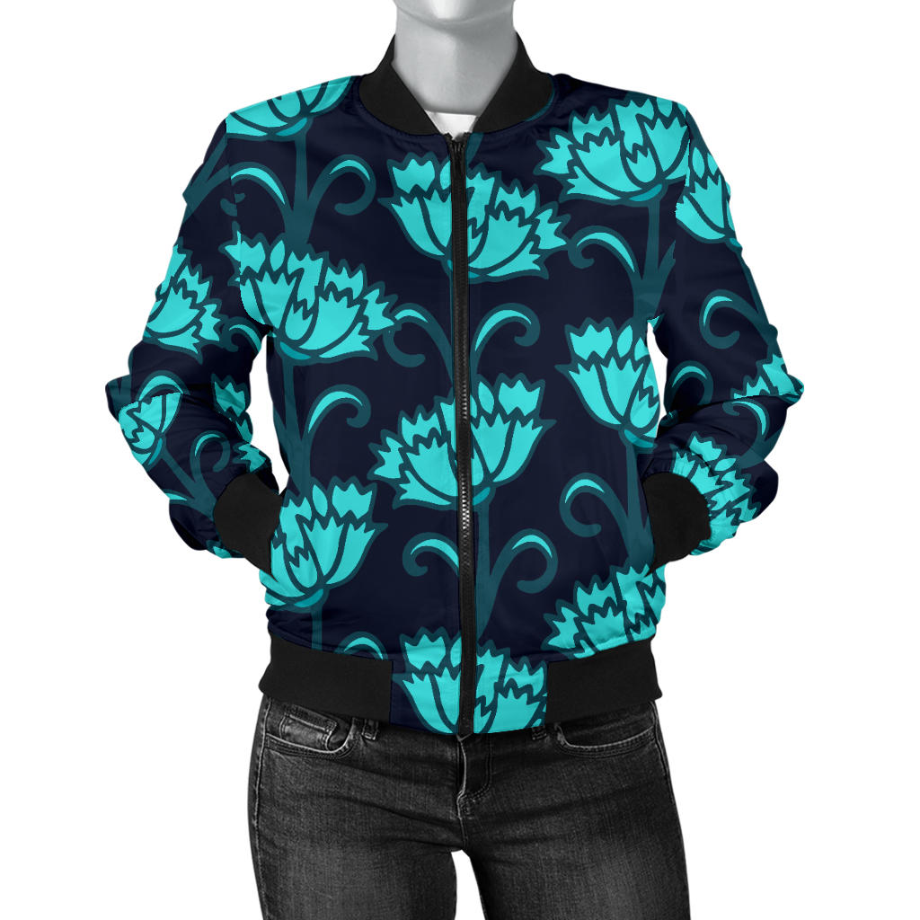Carnations Pattern Print Design CN06 Women Bomber Jacket