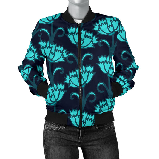 Carnations Pattern Print Design CN06 Women Bomber Jacket