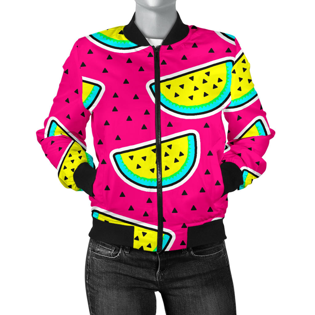 Watermelon Pattern Print Design WM04 Women Bomber Jacket