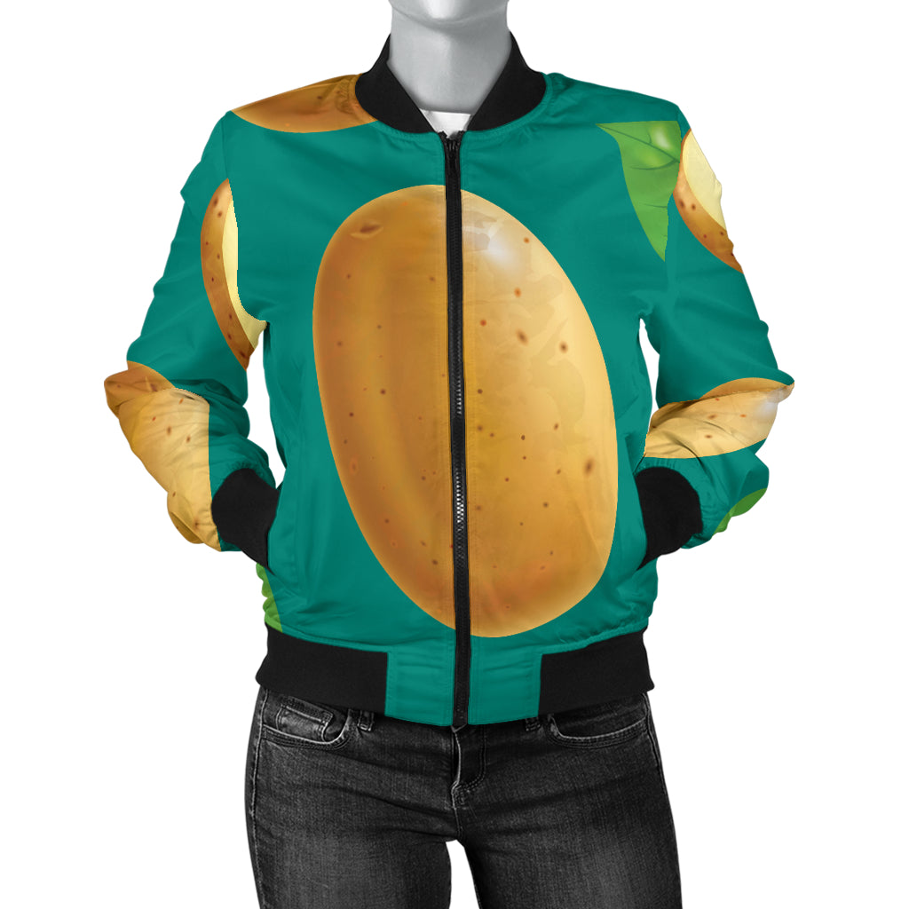 Potato Pattern Print Design A04 Women's Bomber Jacket