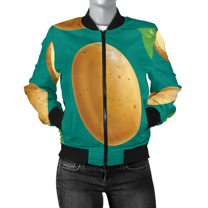 Potato Pattern Print Design A04 Women's Bomber Jacket