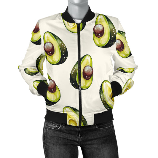 Avocado Pattern Print Design 01 Women's Bomber Jacket